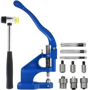 Blue ZJNM Hand Press Grommet Tool and Round Hole Punch Metal Dies Acc. New